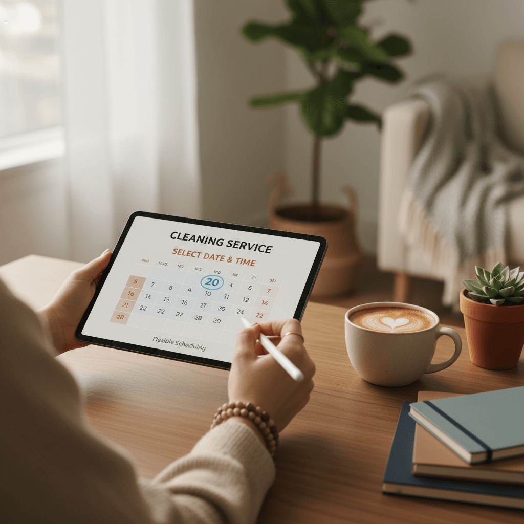Flexible cleaning schedule booking on calendar