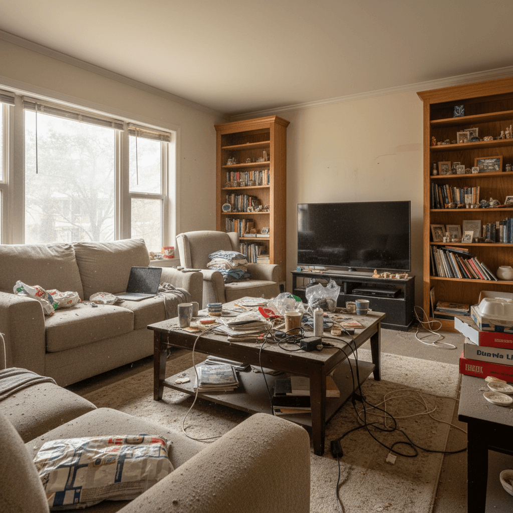 Living room before cleaning